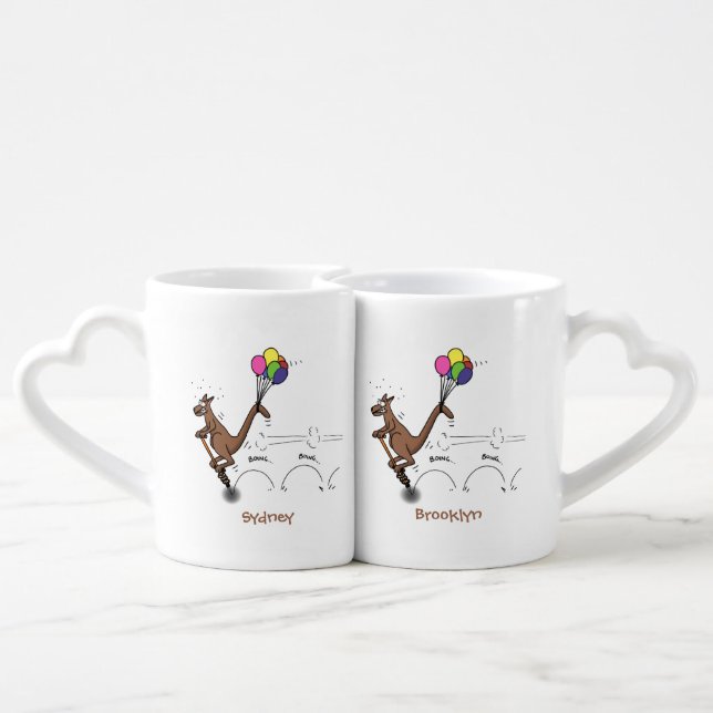 Australian humor kangaroo cartoon illustration coffee mug set (Back Nesting)