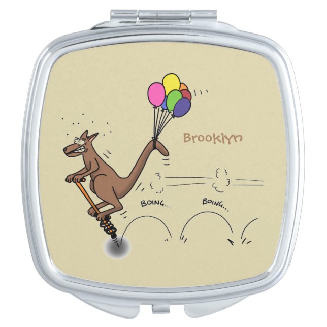 Australian humor kangaroo cartoon illustration compact mirror (Front)