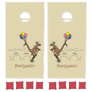 Australian humor kangaroo cartoon illustration cornhole set