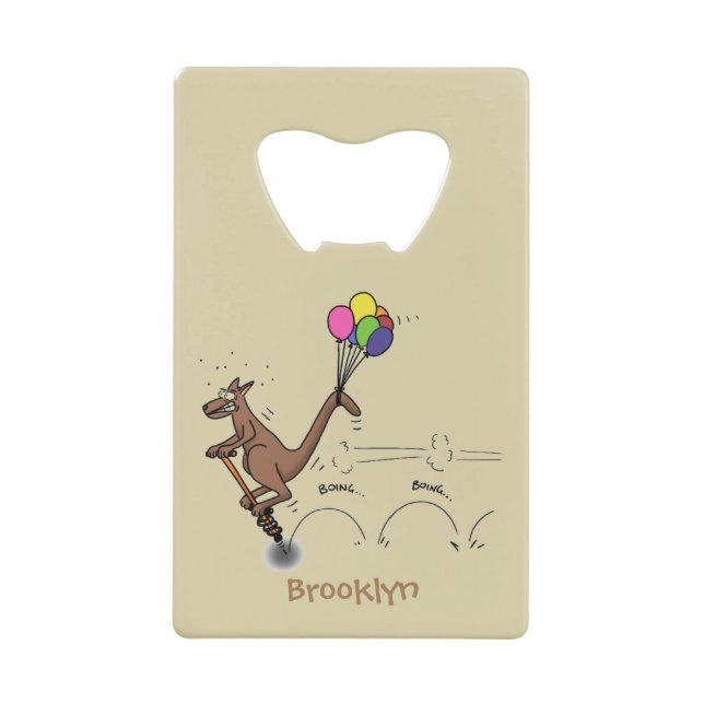 Australian humor kangaroo cartoon illustration credit card bottle opener (Front)
