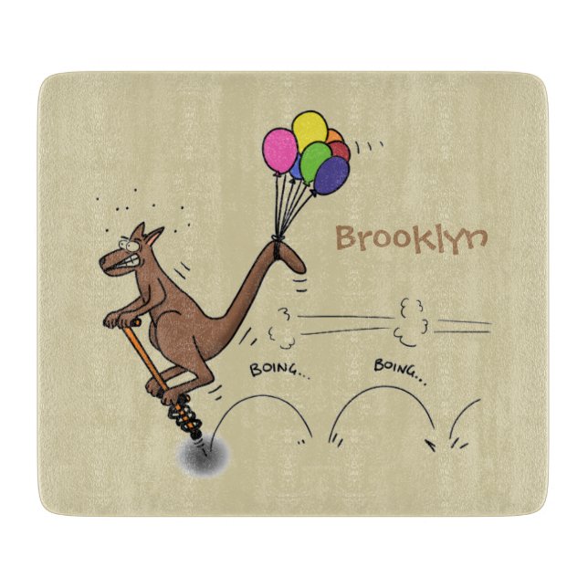 Australian humor kangaroo cartoon illustration cutting board (Front)