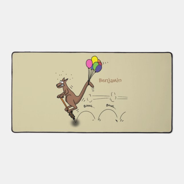 Australian humor kangaroo cartoon illustration  desk mat (Front)