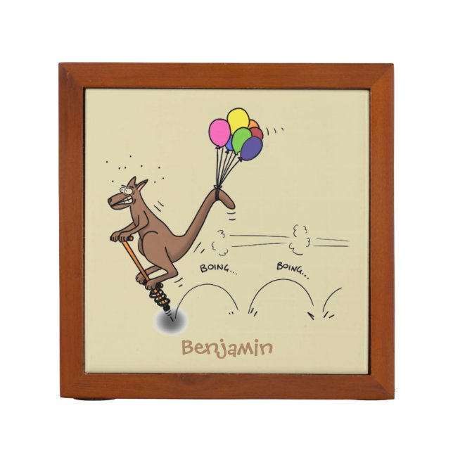 Australian humor kangaroo cartoon illustration  desk organizer (Front)