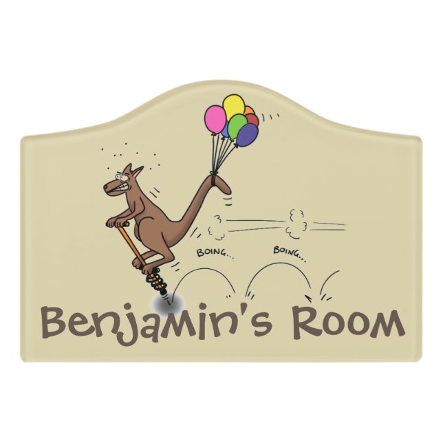 Australian humor kangaroo cartoon illustration door sign (Small Crest Front)