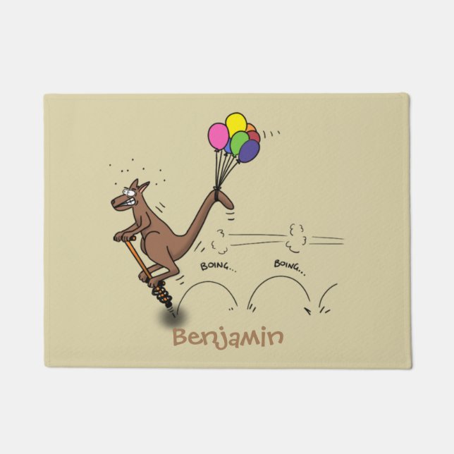 Australian humor kangaroo cartoon illustration doormat (Front)