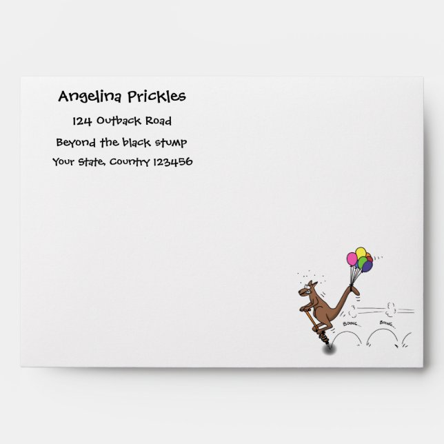 Australian humor kangaroo cartoon illustration envelope (Front)