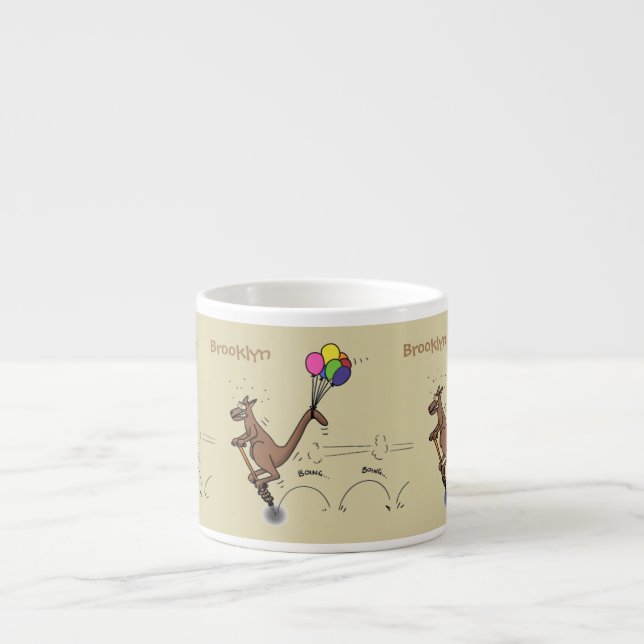 Australian humor kangaroo cartoon illustration espresso cup (Front)