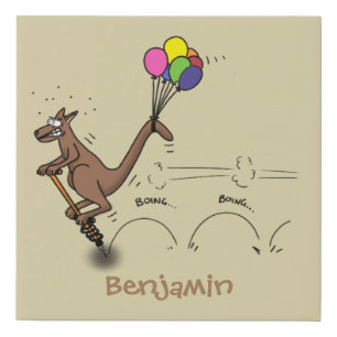 Australian humor kangaroo cartoon illustration faux canvas print
