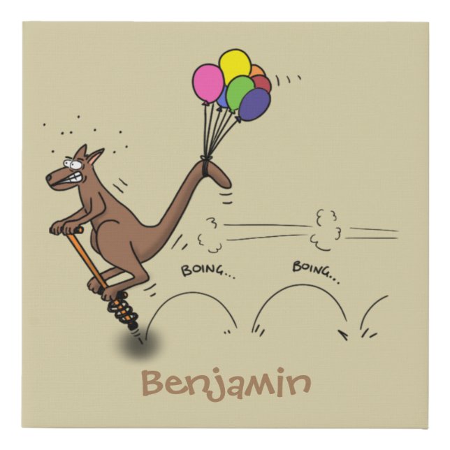 Australian humor kangaroo cartoon illustration faux canvas print (Front)