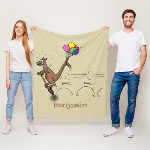 Australian humor kangaroo cartoon illustration fleece blanket