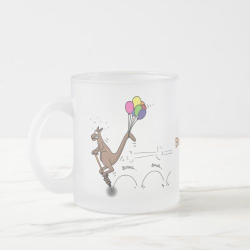 Australian humor kangaroo cartoon illustration frosted glass coffee mug