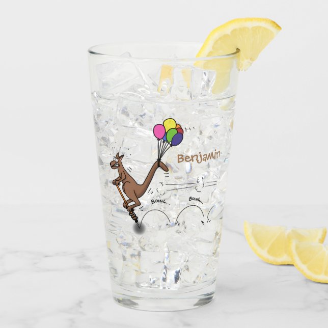 Australian humor kangaroo cartoon illustration glass (Back Ice)