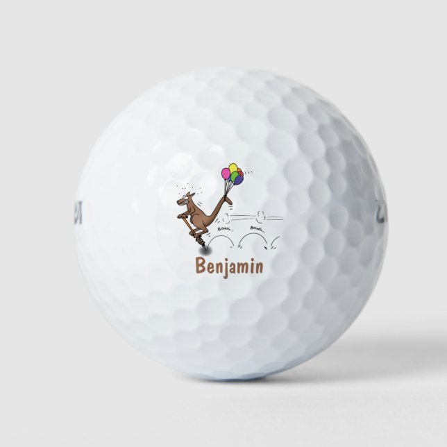 Australian humor kangaroo cartoon illustration golf balls (Front)