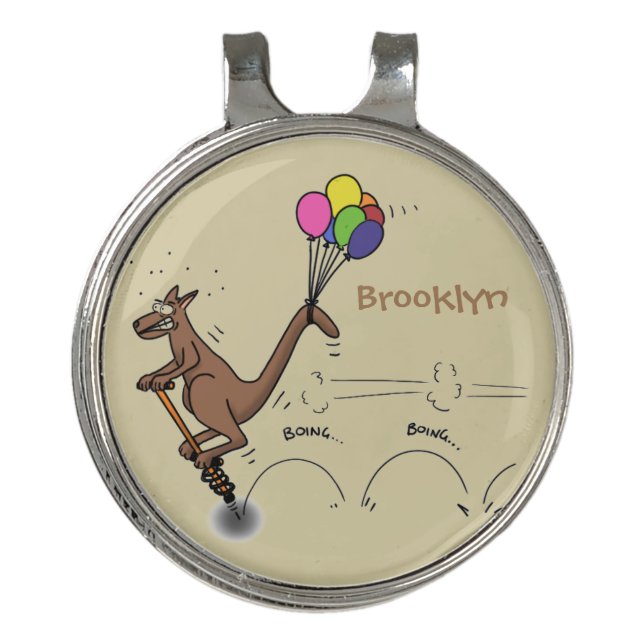 Australian humor kangaroo cartoon illustration golf hat clip (Front)