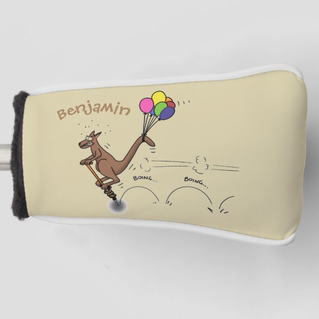 Australian humor kangaroo cartoon illustration golf head cover (Front)