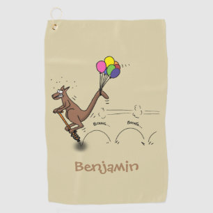 Australian humor kangaroo cartoon illustration golf towel