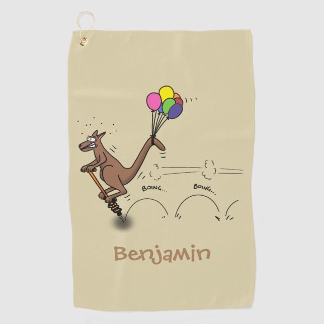 Australian humor kangaroo cartoon illustration golf towel (Front)