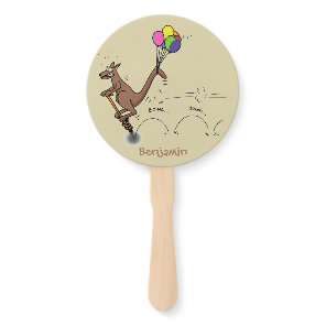 Australian humor kangaroo cartoon illustration  hand fan