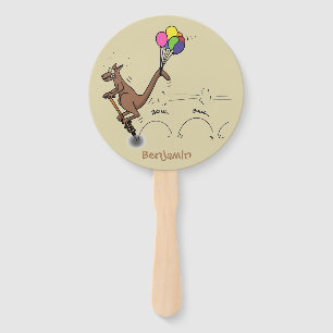 Australian humor kangaroo cartoon illustration  hand fan