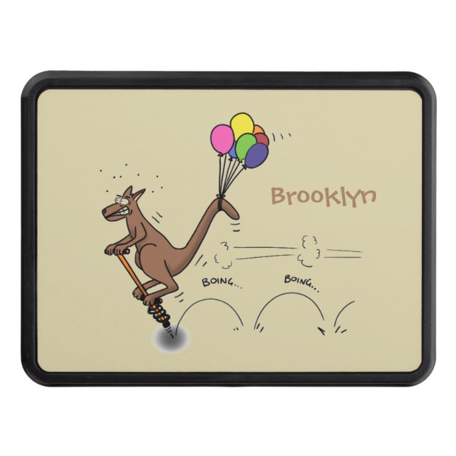 Australian humor kangaroo cartoon illustration hitch cover (Front)