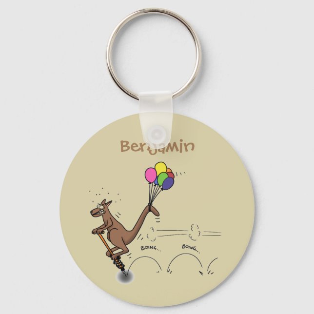Australian humor kangaroo cartoon illustration keychain (Front)