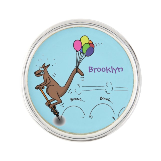 Australian humor kangaroo cartoon illustration lapel pin (Front)