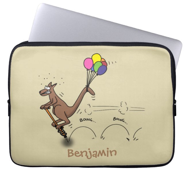 Australian humor kangaroo cartoon illustration laptop sleeve (Front)