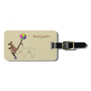 Australian humor kangaroo cartoon illustration luggage tag
