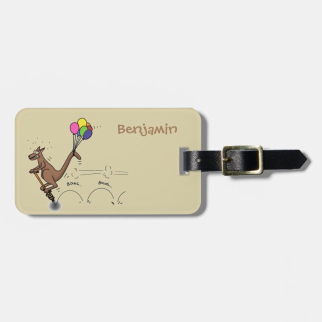 Australian humor kangaroo cartoon illustration luggage tag (Front Horizontal)