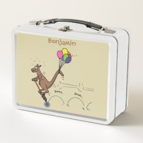 Australian humor kangaroo cartoon illustration metal lunch box