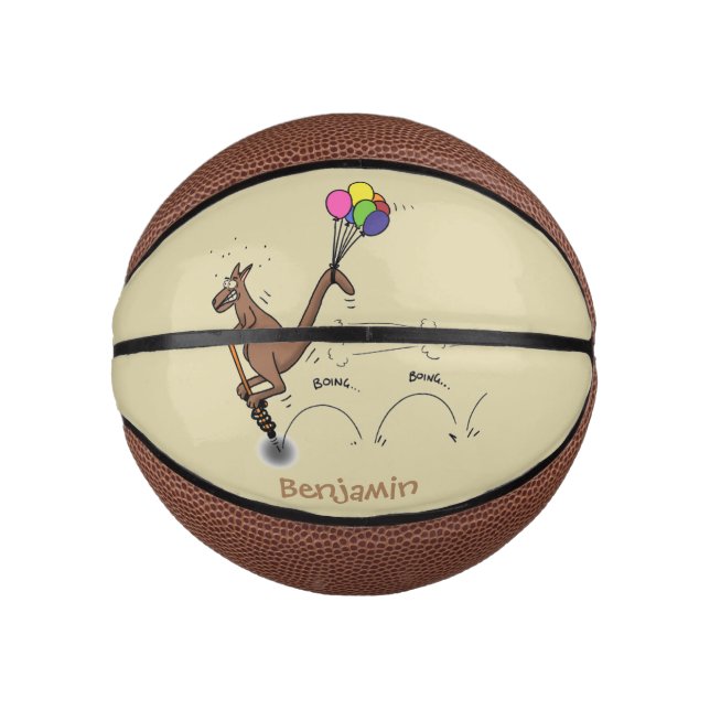 Australian humor kangaroo cartoon illustration mini basketball (Front)