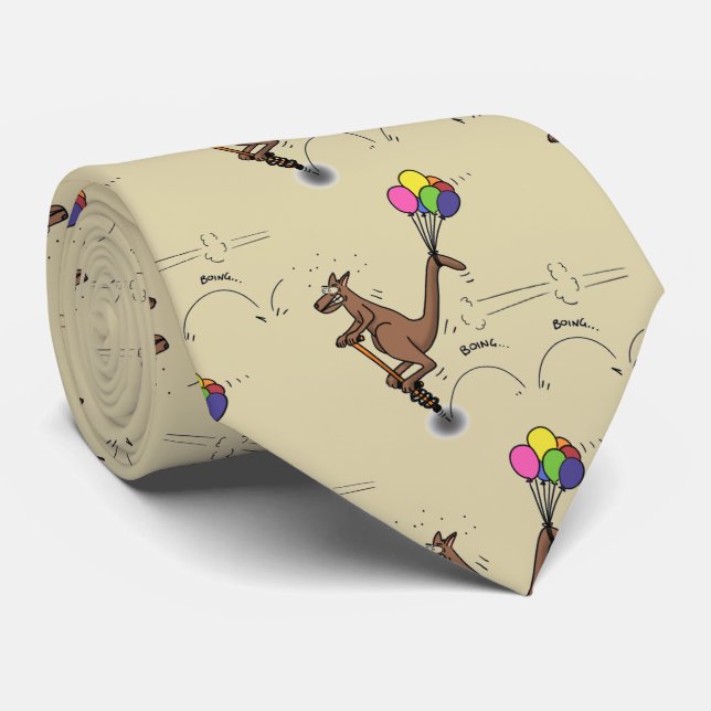 Australian humor kangaroo cartoon illustration neck tie (Rolled)