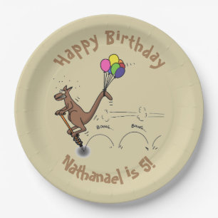 Australian humor kangaroo cartoon illustration paper plates