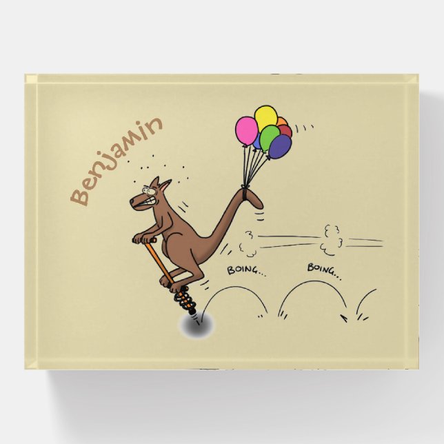 Australian humor kangaroo cartoon illustration paperweight (Front)