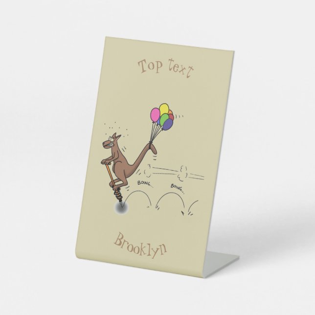 Australian humor kangaroo cartoon illustration pedestal sign (Front)