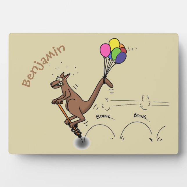 Australian humor kangaroo cartoon illustration plaque (Front)