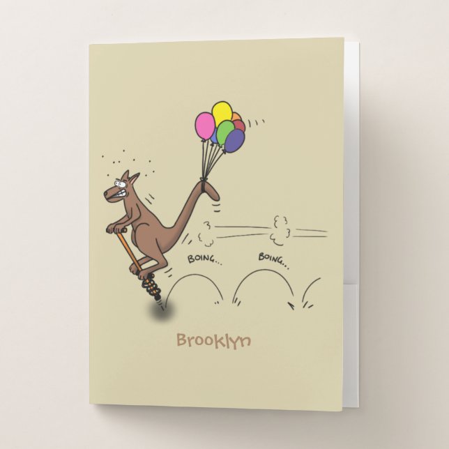 Australian humor kangaroo cartoon illustration pocket folder (Front)