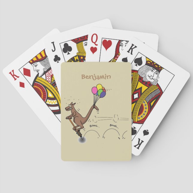 Australian humor kangaroo cartoon illustration poker cards (Back)
