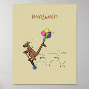 Australian humor kangaroo cartoon illustration poster