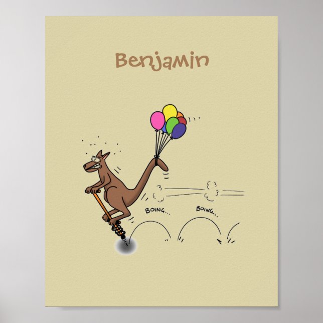 Australian humor kangaroo cartoon illustration poster (Front)