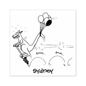 Australian humor kangaroo cartoon illustration rubber stamp