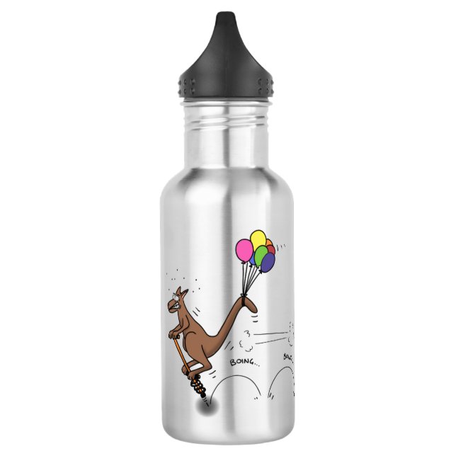 Australian humor kangaroo cartoon illustration stainless steel water bottle (Left)