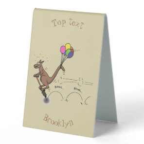 Australian humor kangaroo cartoon illustration table tent