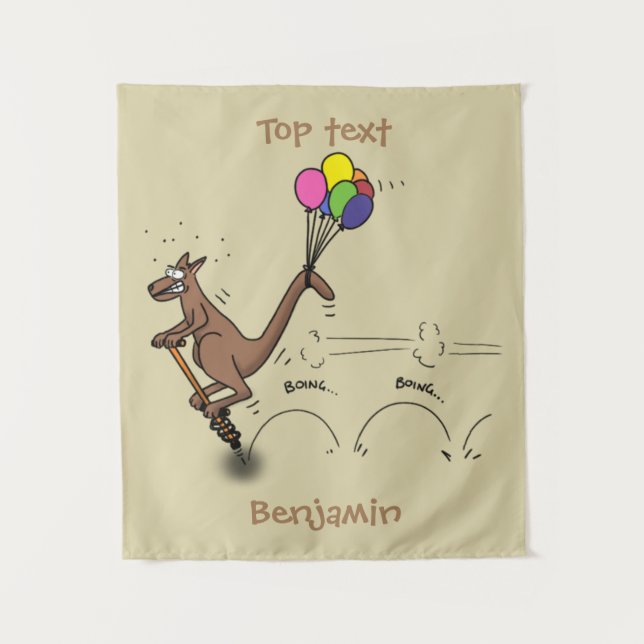 Australian humor kangaroo cartoon illustration tapestry (Front)