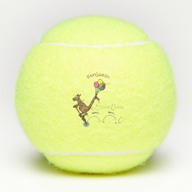 Australian humor kangaroo cartoon illustration tennis balls (Front)