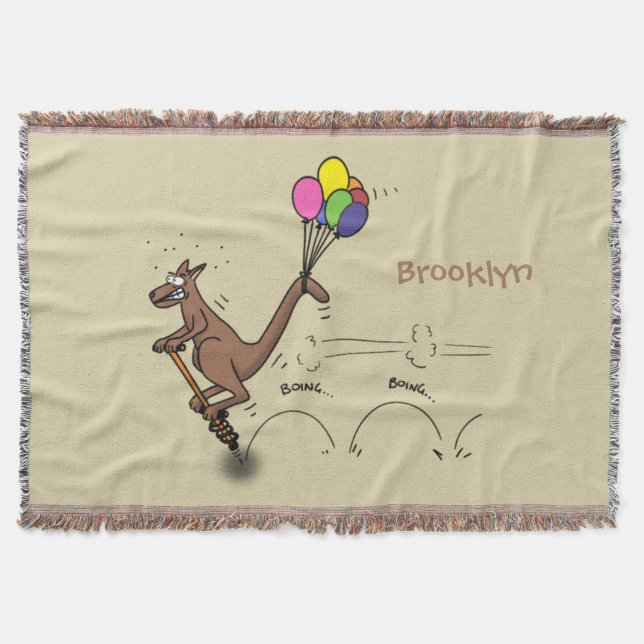 Australian humor kangaroo cartoon illustration throw blanket (Front)