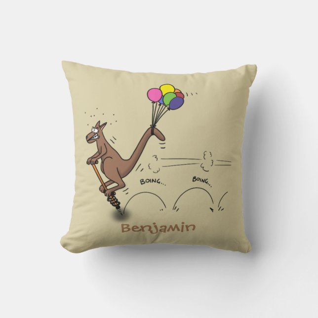 Australian humor kangaroo cartoon illustration  throw pillow (Front)