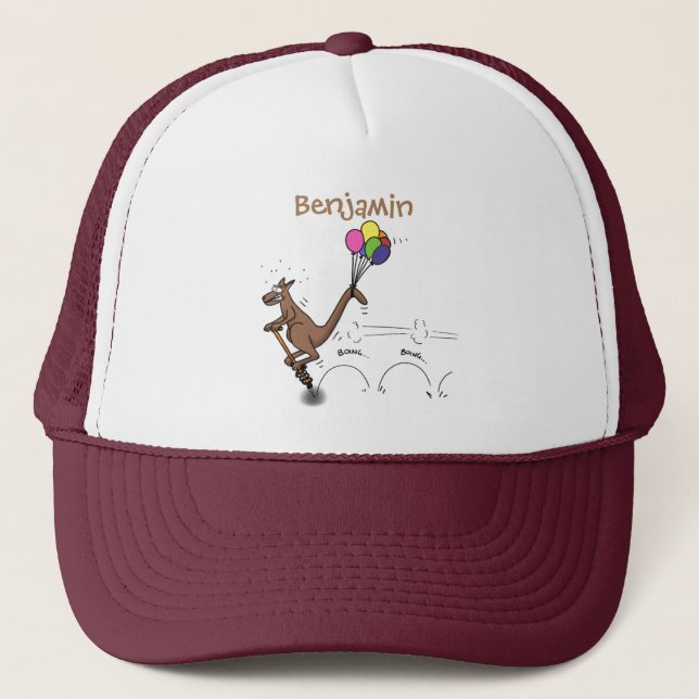 Australian humor kangaroo cartoon illustration trucker hat (Front)