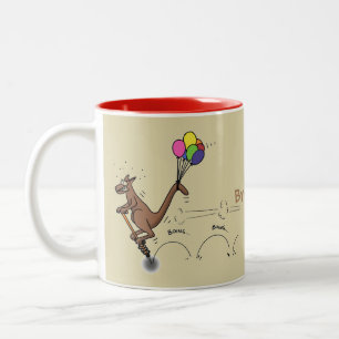 Australian humor kangaroo cartoon illustration Two-Tone coffee mug
