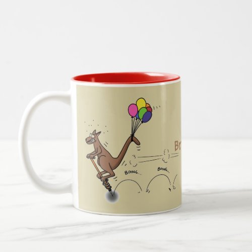 Australian humor kangaroo cartoon illustration Two_Tone coffee mug